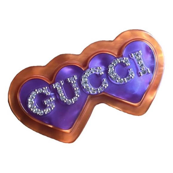 GUCCI Double Heart Women's Hair Clip Barrette Hair Accessory Clip - Picture 1 of 4